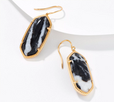 Generation Gems 14K Gold Plated Gemstone Fancy White Buffalo Cabochon Earring